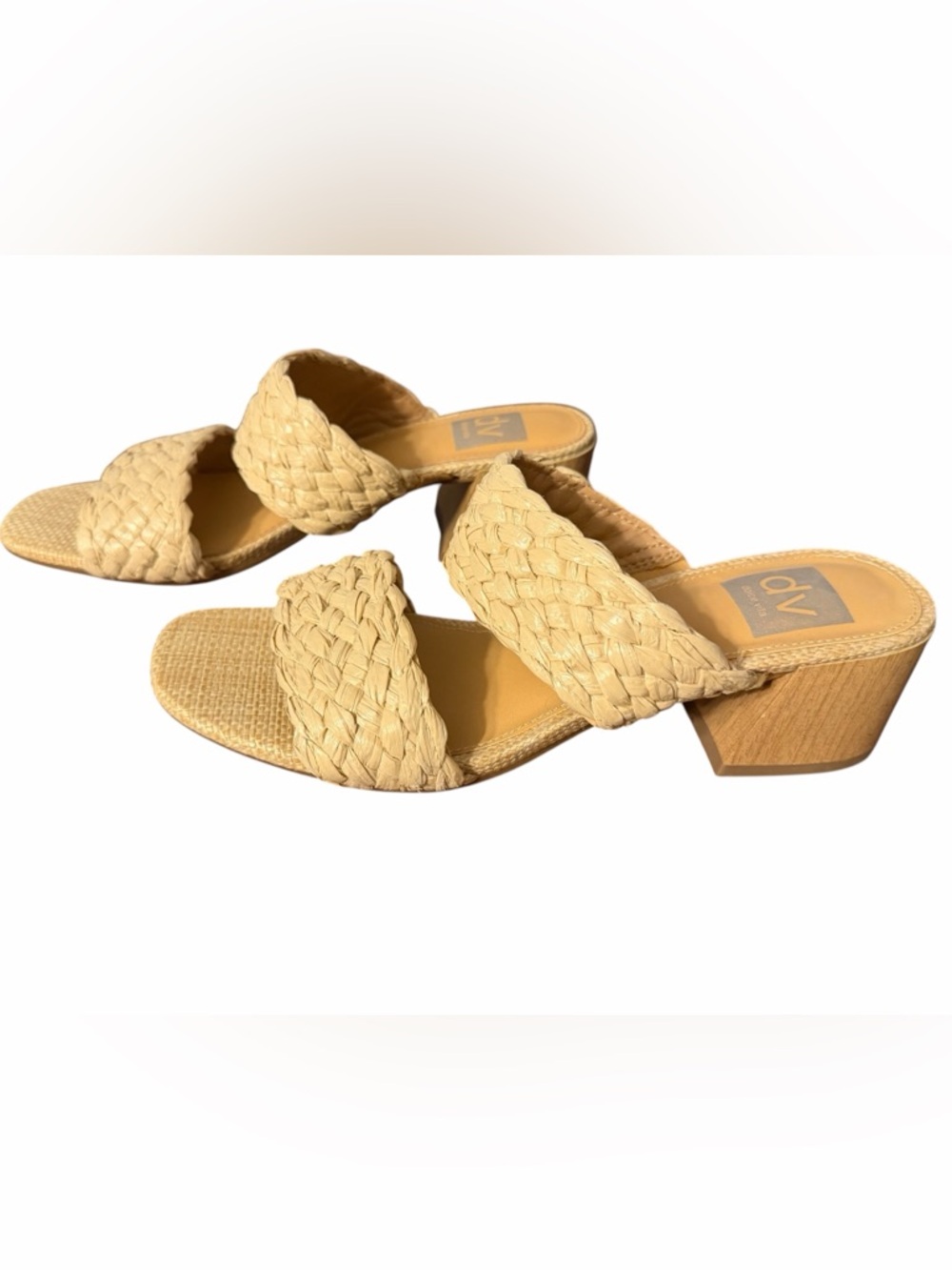 Dolce Vita Braided Double-Strap Slide Sandals in Cream Color, Size 7.5